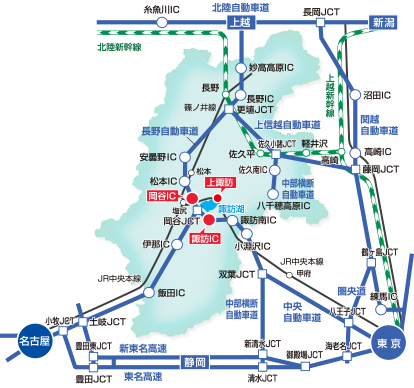 諏訪湖までのアクセス